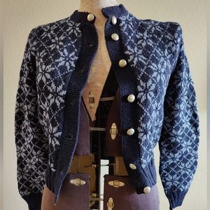 100% Hand Knit Cardigan Norwegian Style